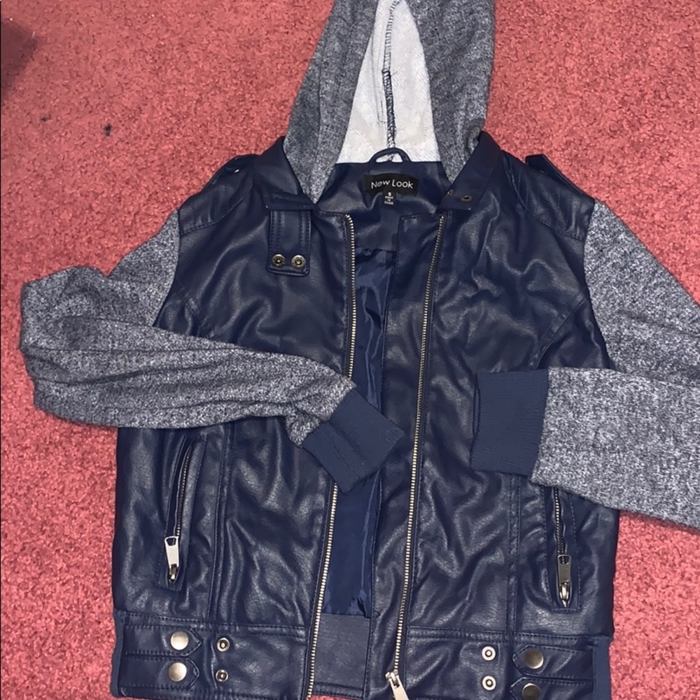 Blue leather jacket